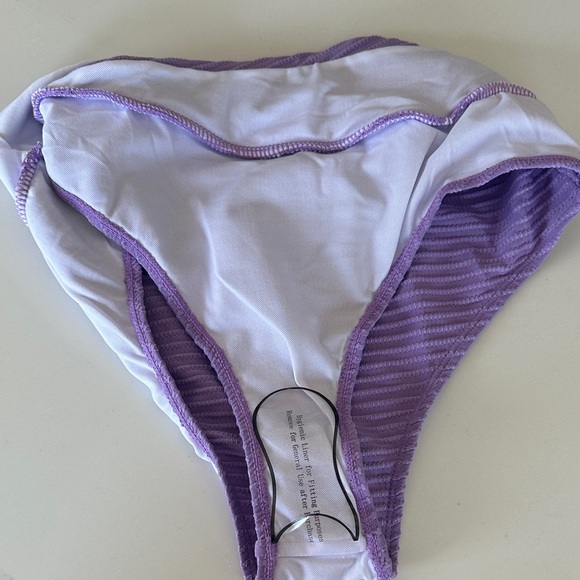 SHEIN Lavender Ribbed High Cut Bikini Bottoms - Picture 3 of 3
